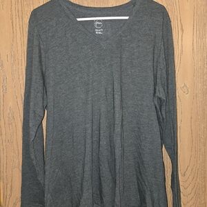 Gear For Sports Charcoal Long Sleeve V-Neck Tee